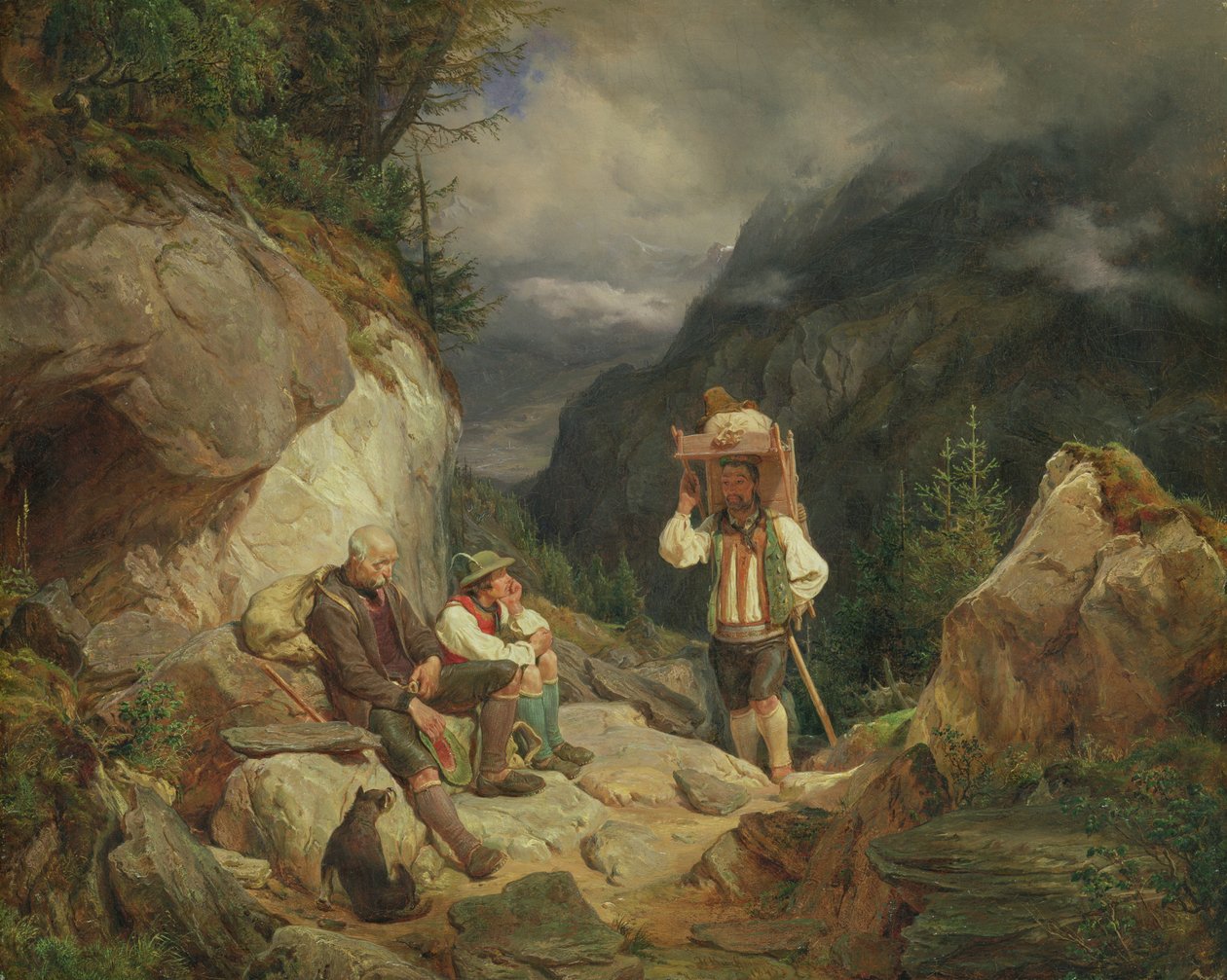 Hvil på fjellet, 1848 av Hermann Kauffmann
