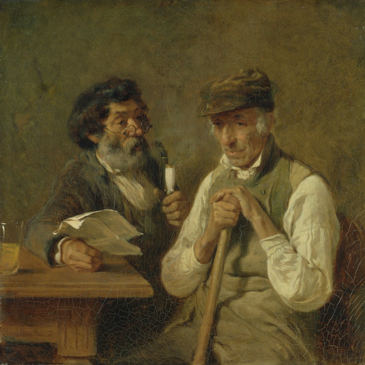 Arbeidere snakker politikk, 1841 av Hermann Kauffmann