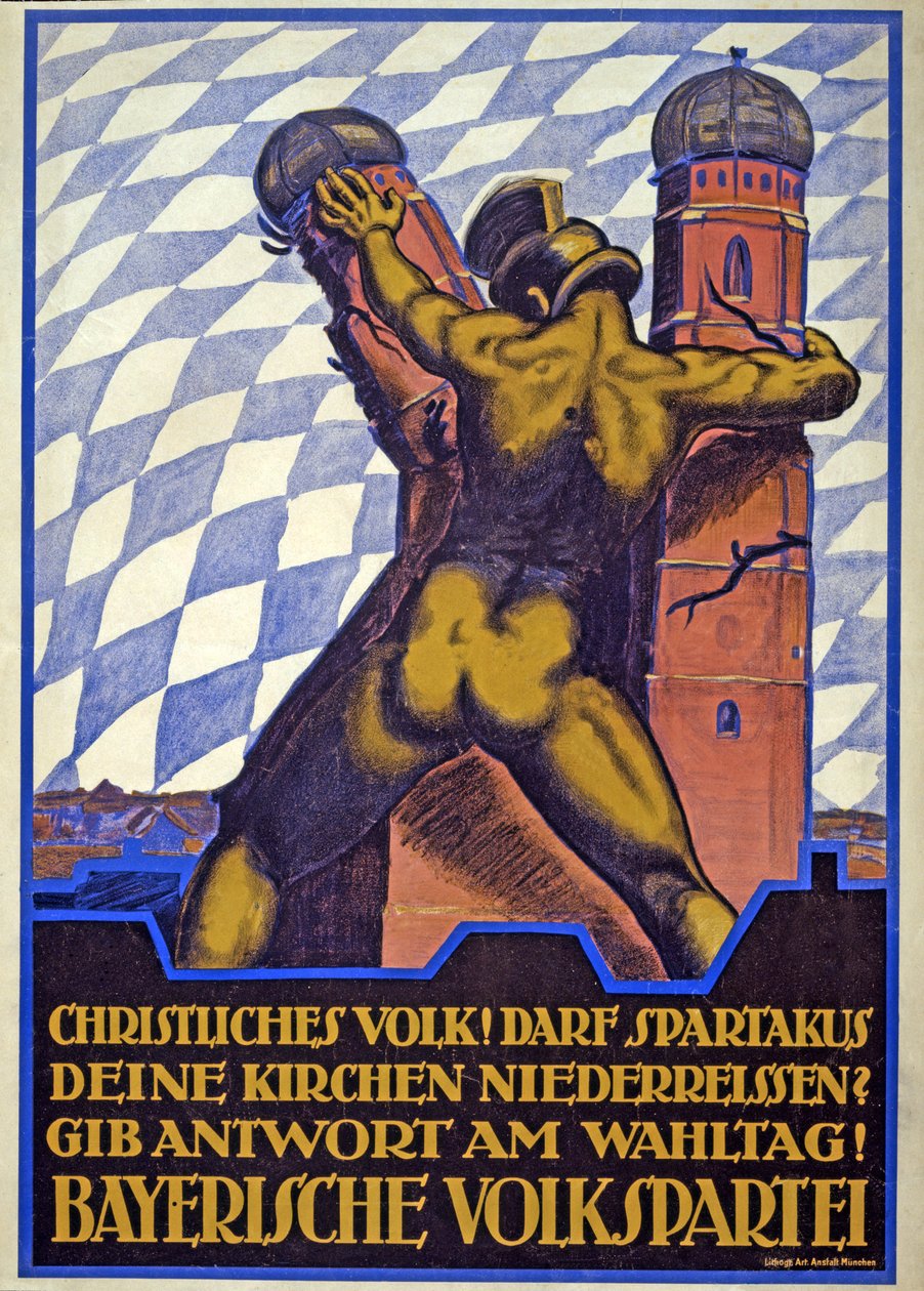 Valgkampanjeplakat for det bayerske folkepartiet (farge litho) av Hermann Keimel