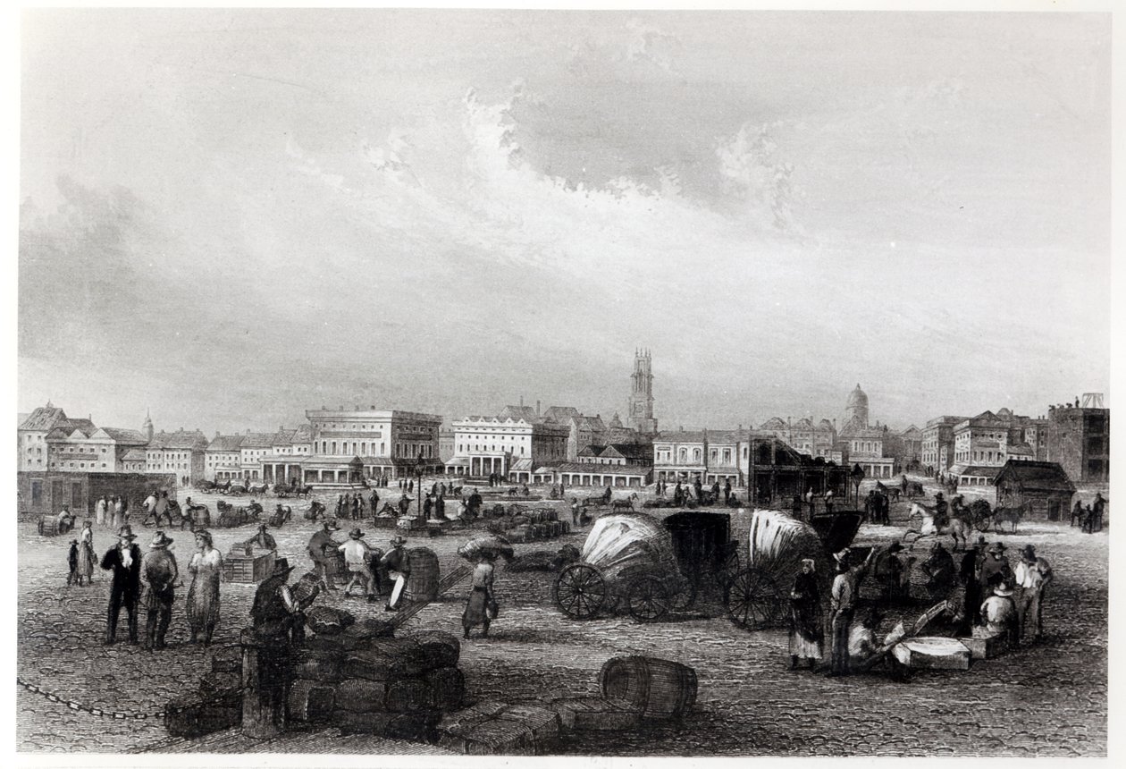 Am Kai Levee i New Orleans, ca. 1840 (bW-bilde) av Hermann Meyer