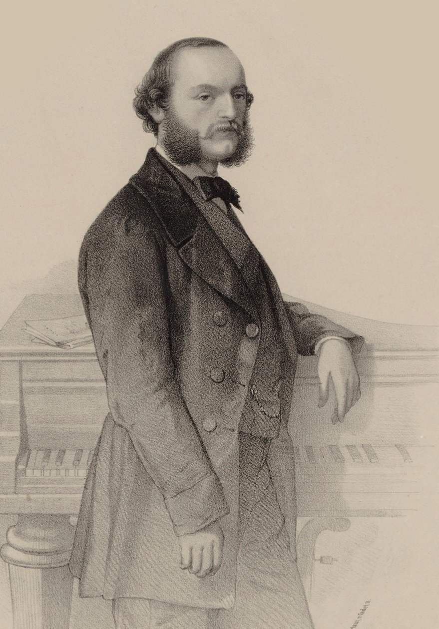 Portrett av pianisten og komponisten Désiré Magnus 1828-1884. av Hermann Raunheim