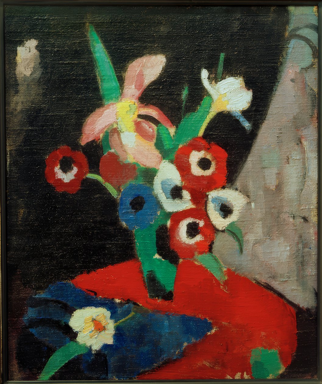Stilleben med blomster på svart bakgrunn II av Hermann Stenner