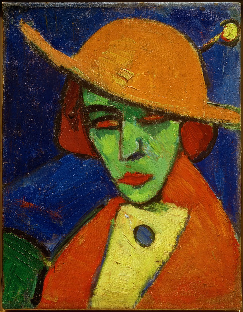 Grønn kvinne med gul hatt II av Hermann Stenner