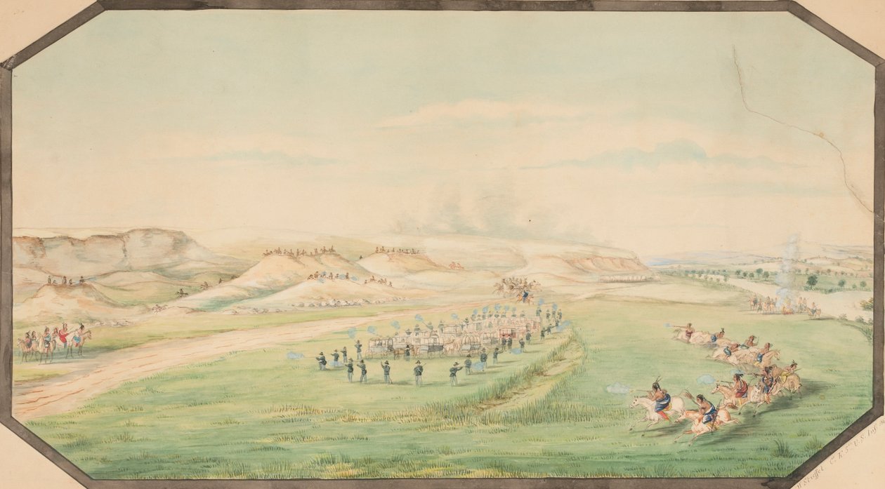 Angrep på general Marcys tog, 1867. av Hermann Stieffel