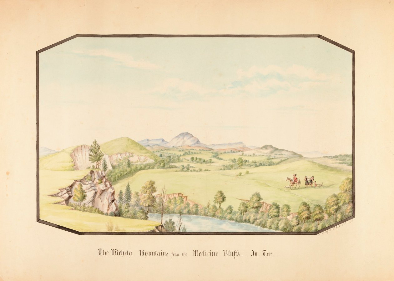 Wichita-fjellene fra Medicine Bluff, Indianerterritoriet av Hermann Stieffel