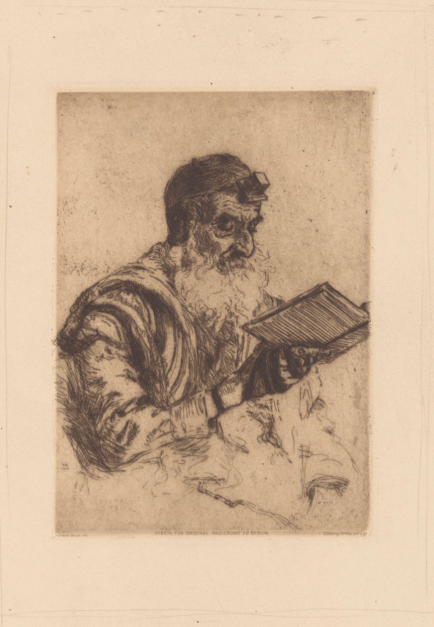 Bedende jødisk mann av Hermann Struck (signed by artist)