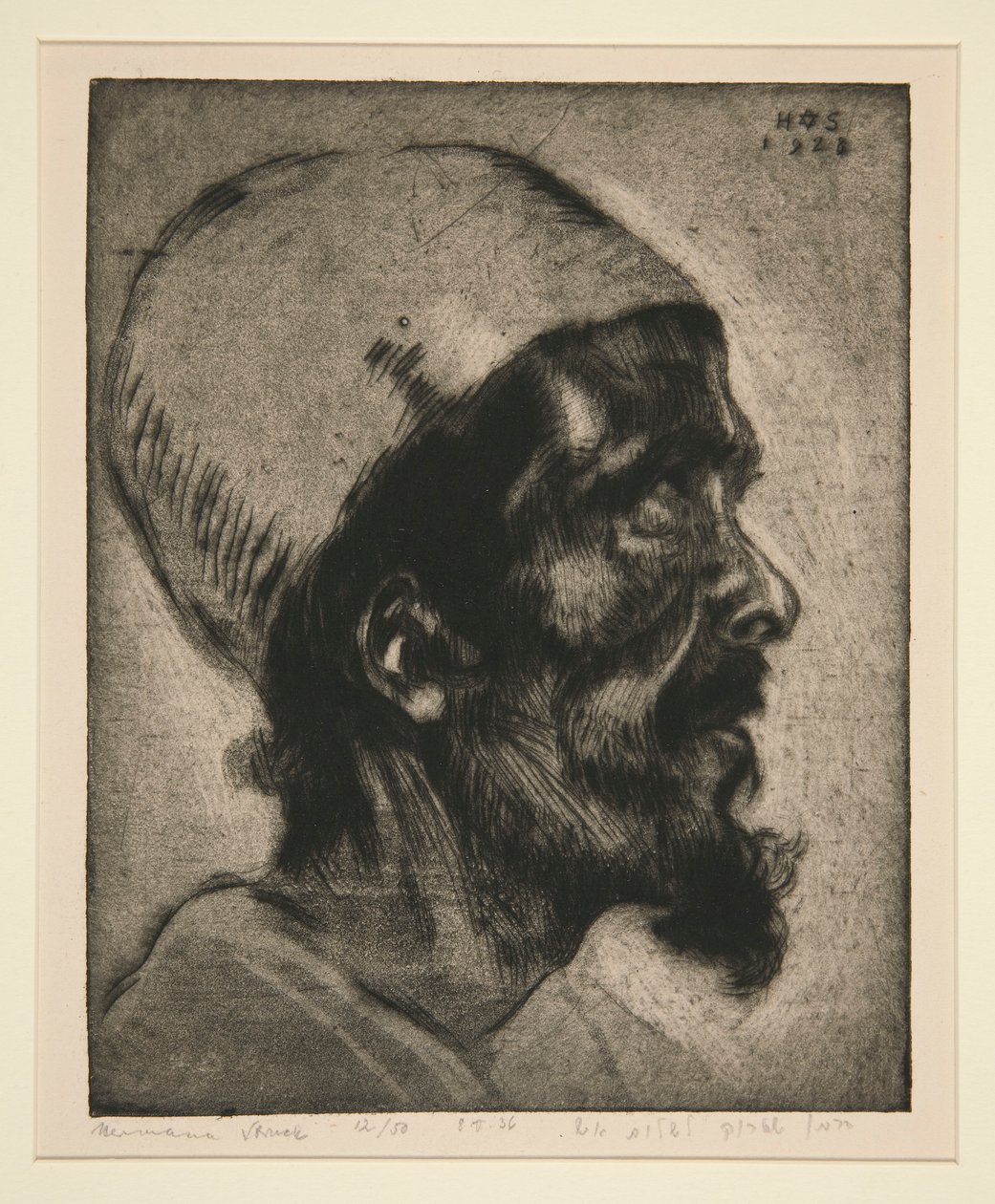 Mannshode (av en blind mann?) i profil av Hermann Struck