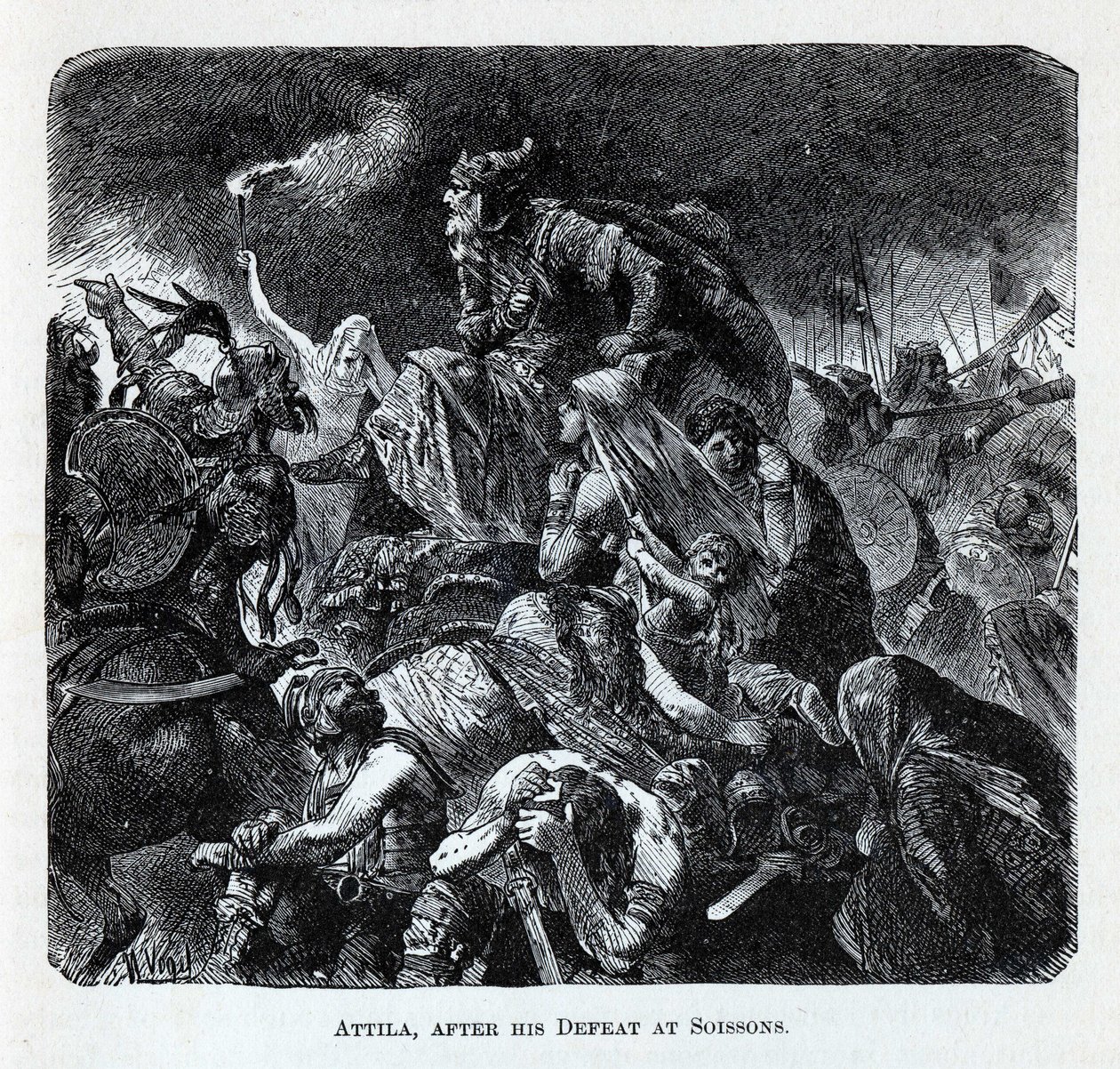Attila etter hans nederlag ved Soissons, 1882 av Hermann Vogel