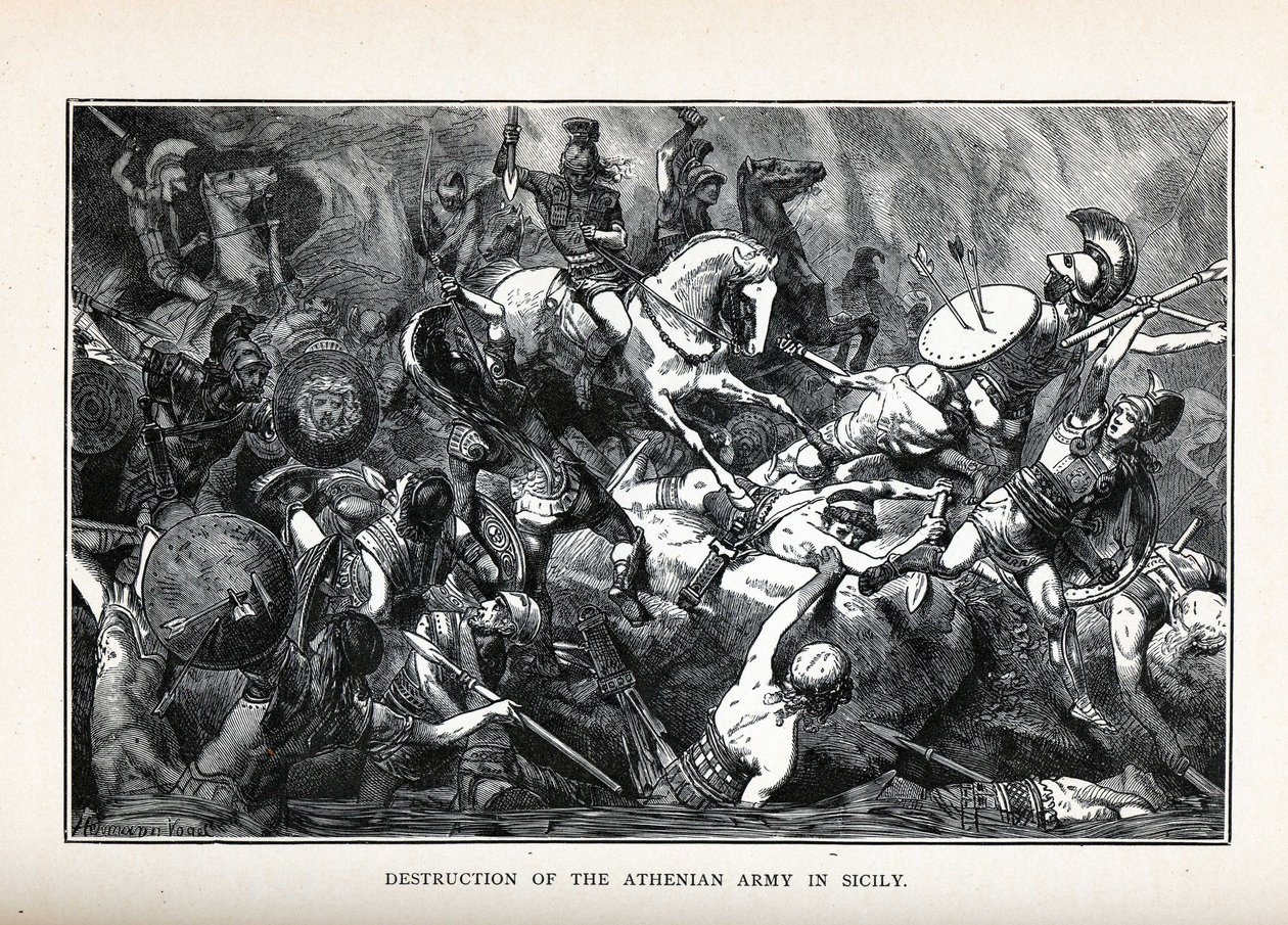 Ødeleggelse av den athenske hæren på Sicilia, 1882 av Hermann Vogel