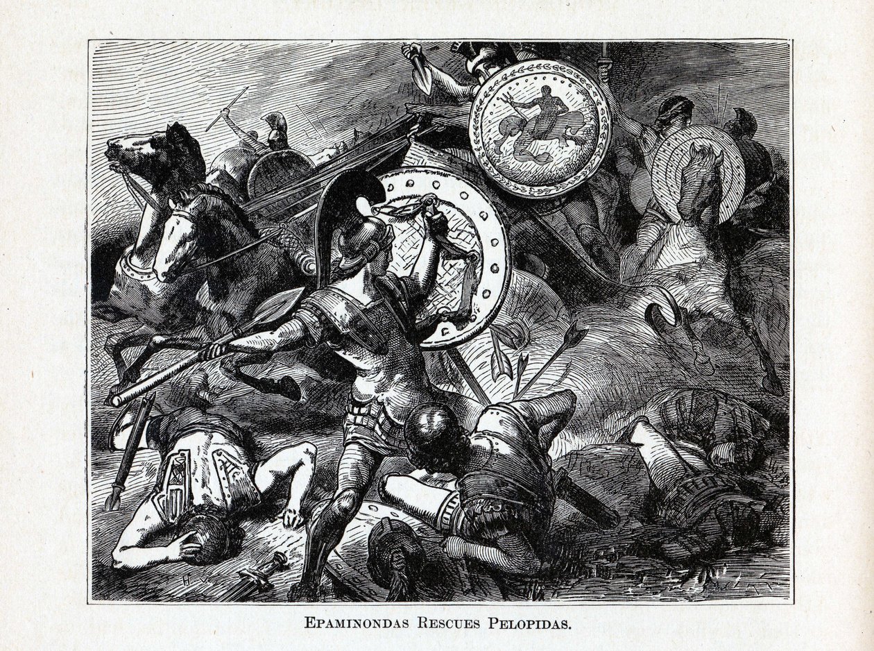 Epaminondas redder Pelopidas, 1882 av Hermann Vogel