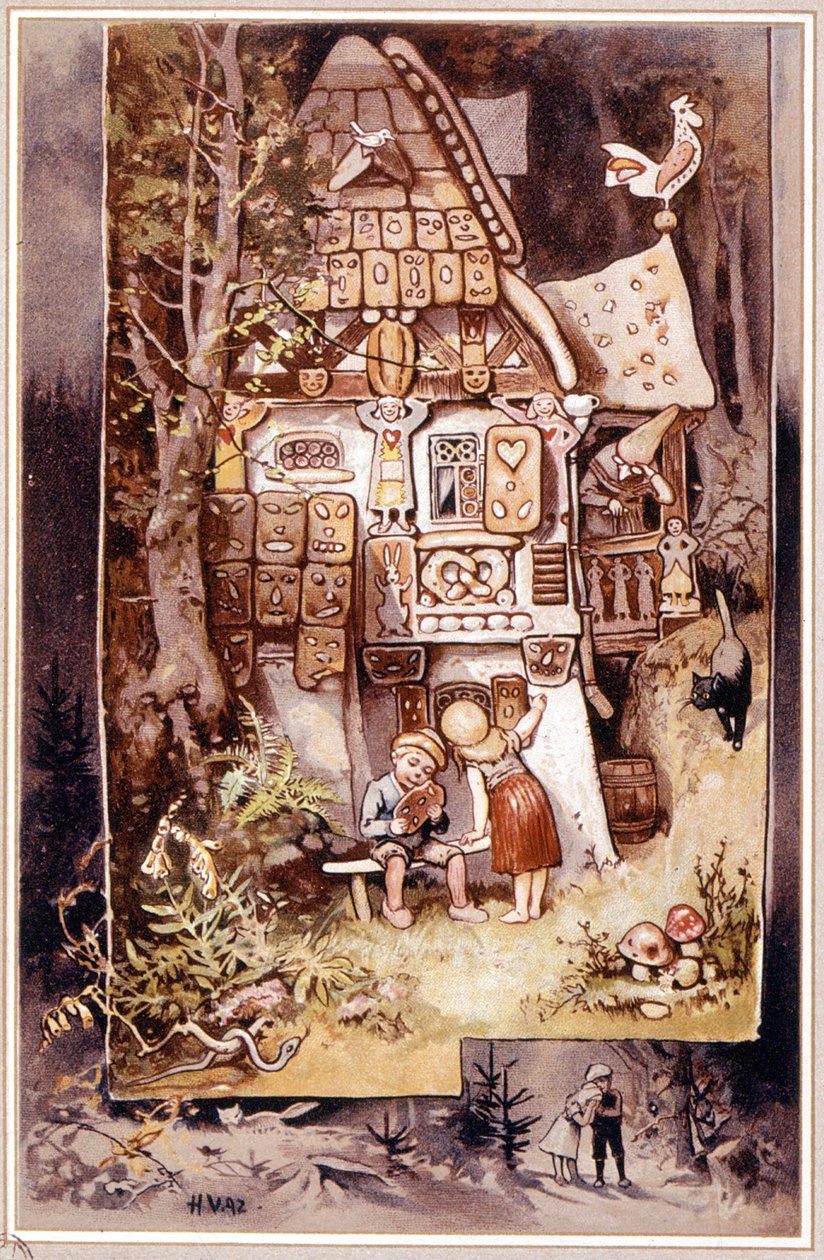 Hans og Grete, fortelling av Grimm - illustrasjon av Hermann Vogel av Hermann Vogel