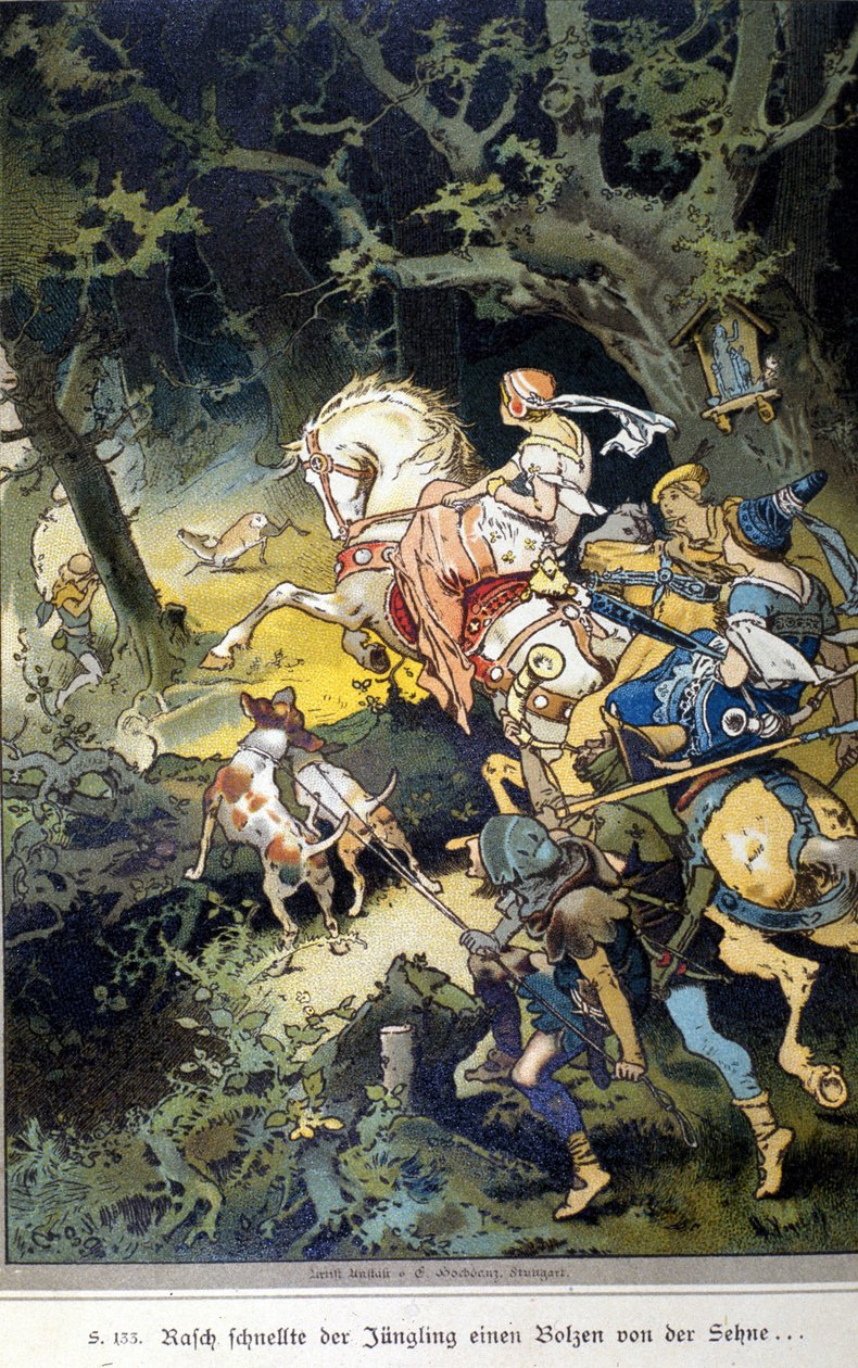 Illustrasjon av Vogel for en fortelling av brødrene Jacob (1785-1863) og Wilhelm (1786-1859) Grimm av Hermann Vogel