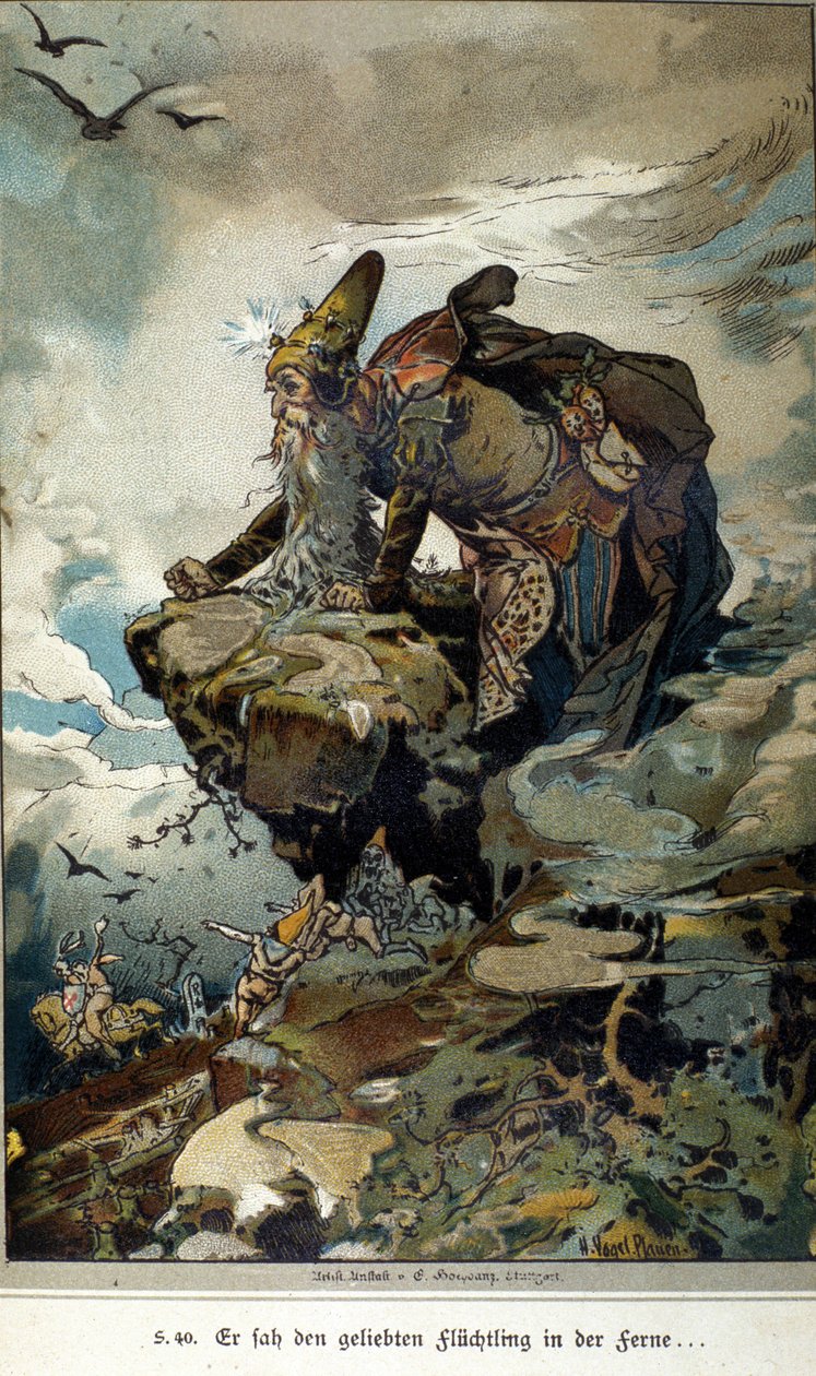 Illustrasjon av Vogel for en fortelling av brødrene Jacob (1785-1863) og Wilhelm (1786-1859) Grimm av Hermann Vogel
