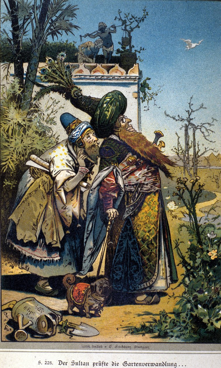 Illustrasjon av Vogel for historien om brødrene Jacob (1785-1863) og Wilhelm (1786-1859) Grimm: "Den gamle sultanen" av Hermann Vogel