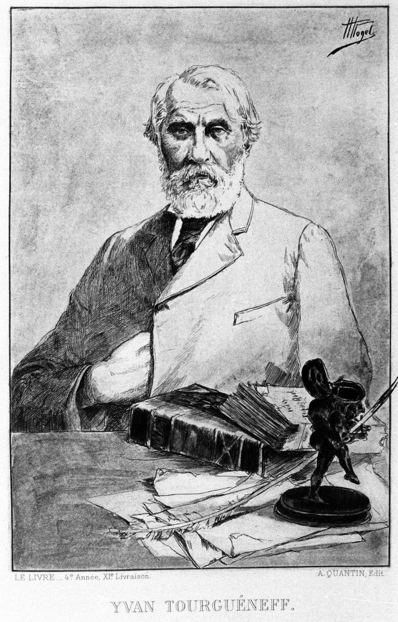 Portrett av den russiske forfatteren Ivan Turgeniev (1818 - 1883). Tegning av Hermann Vogel; sd. av Hermann Vogel