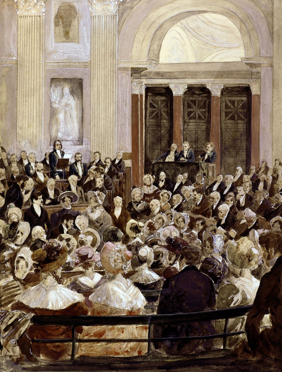 Mottakelse av Victor Hugo ved Academie Francaise, Paris, 3. juni 1841 (wc på papir) av Hermann Vogel
