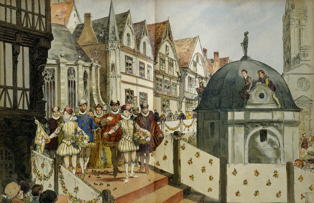Kongelig kortasje i gatene i Paris i anledning ekteskapet, 18. august av Hermann Vogel
