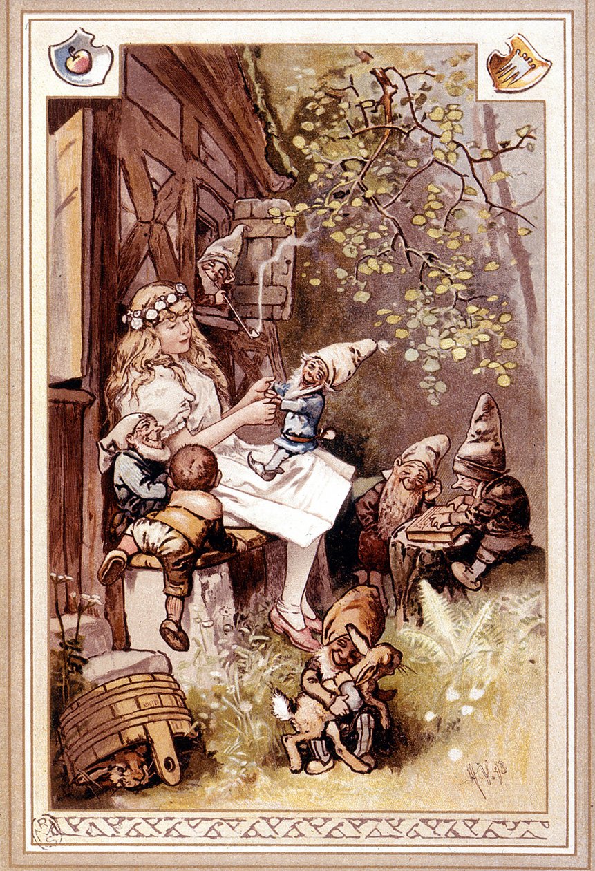 Snow White and the Dwarf Seven. Illustrasjon av Hermann Vogel av Hermann Vogel