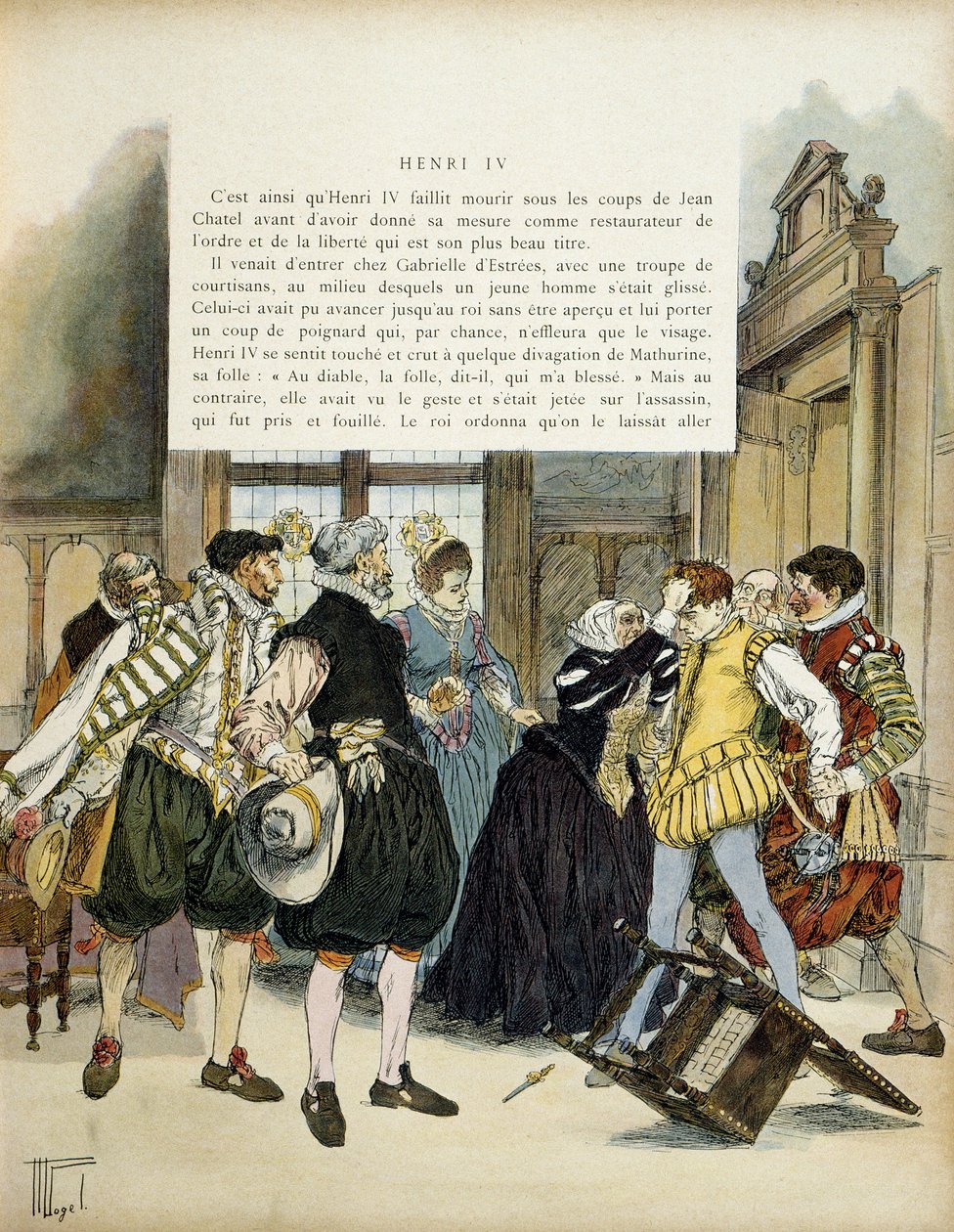 Angrepet av Jean Chatel (1575-1594) 27. desember 1594, som gikk inn på hotellet til Gabrielle d