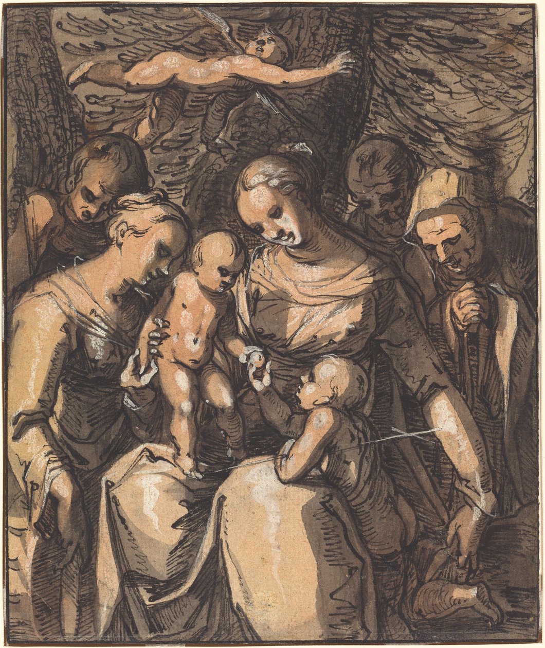 Den hellige familie med hellige [recto] av Hermann Weyer