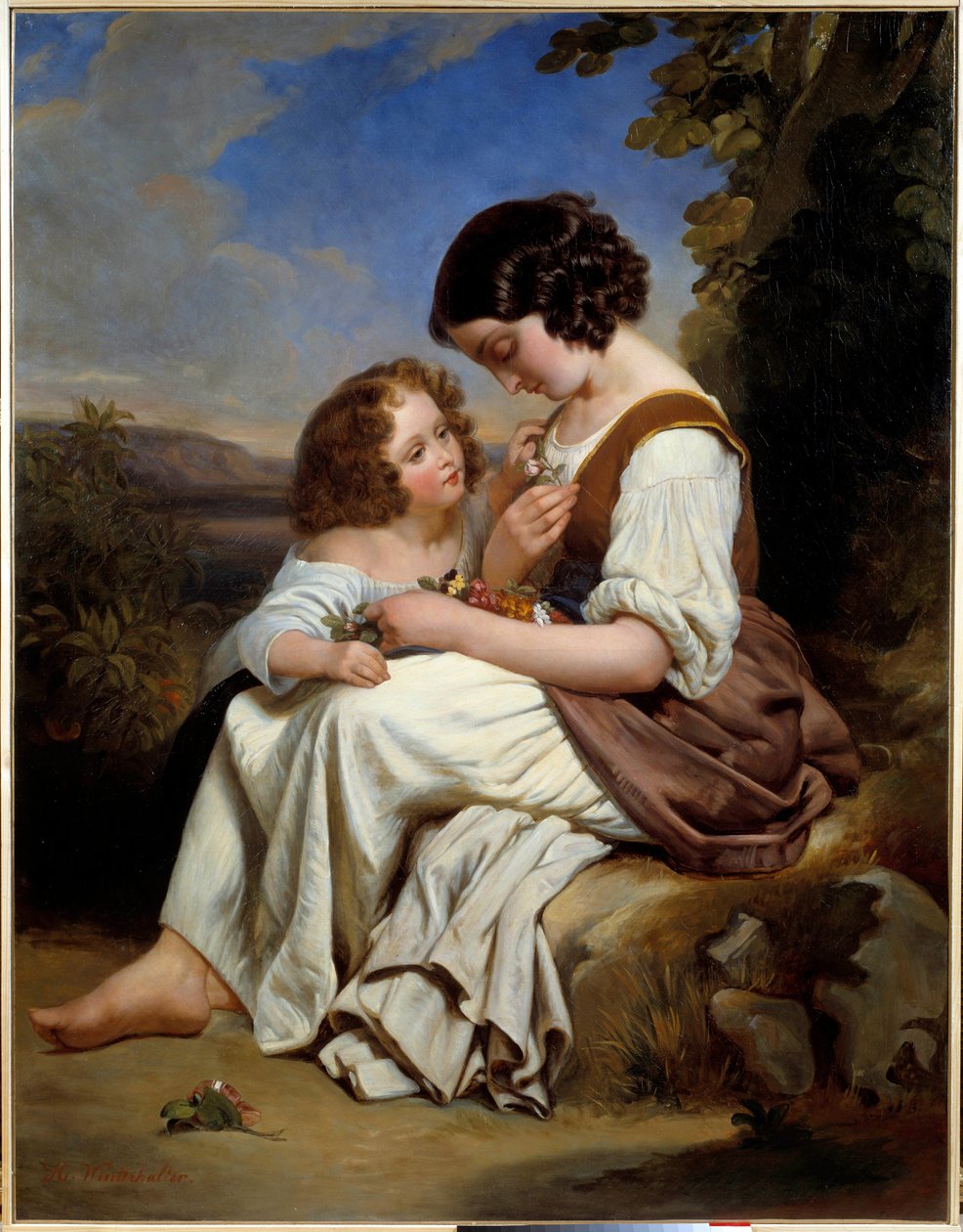 Favorittblomsten. Maleri av Hermann Winterhalter (1808-1891), tysk skole, v.1840. Olje på lerret. Mål: 1,50 x 1,15m. Lille, Museum of Fine Arts av Hermann Winterhalter