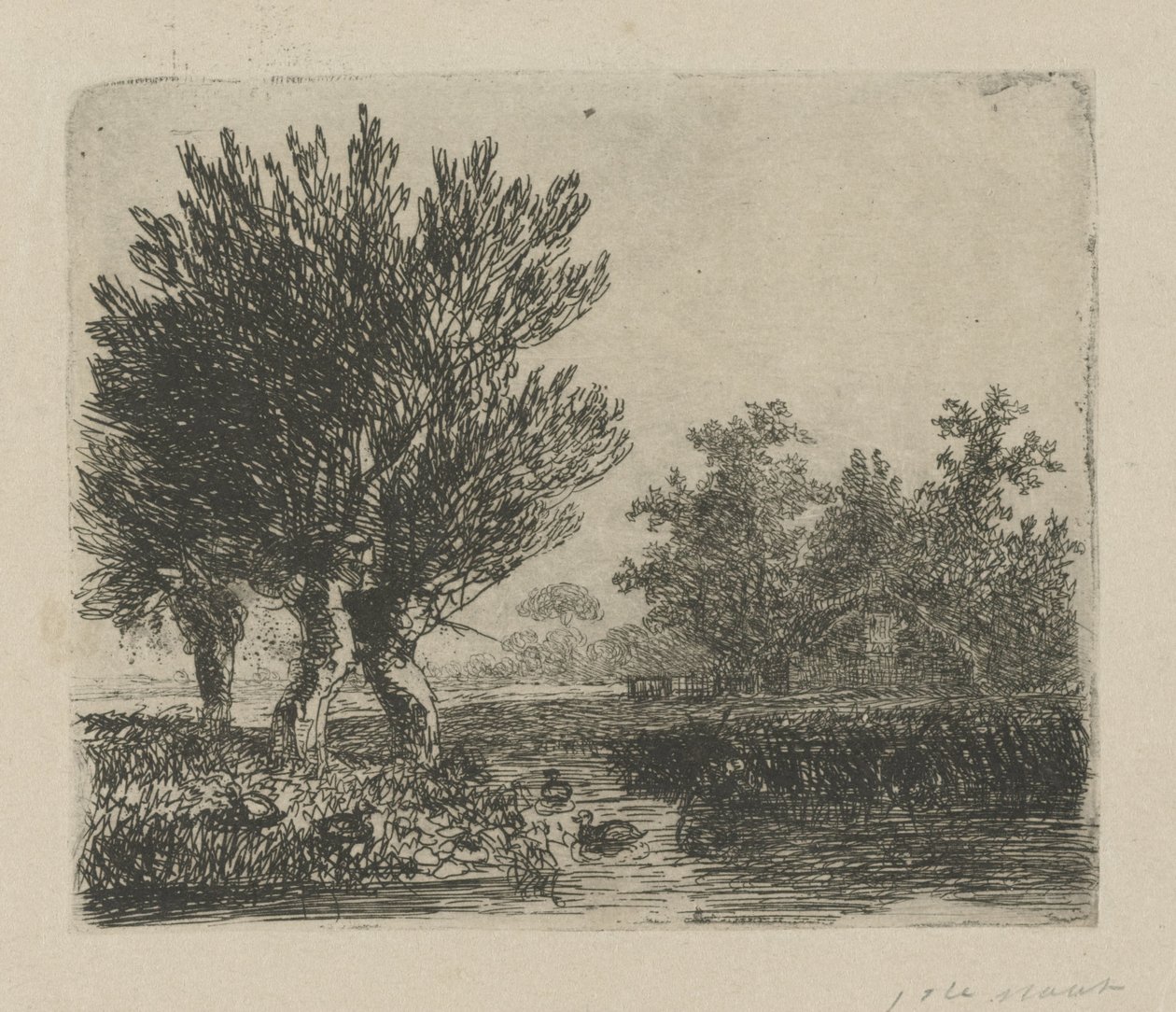 Tre fjellvidjer ved en vannkant av Hermanus Jan Hendrik van Rijkelijkhuysen