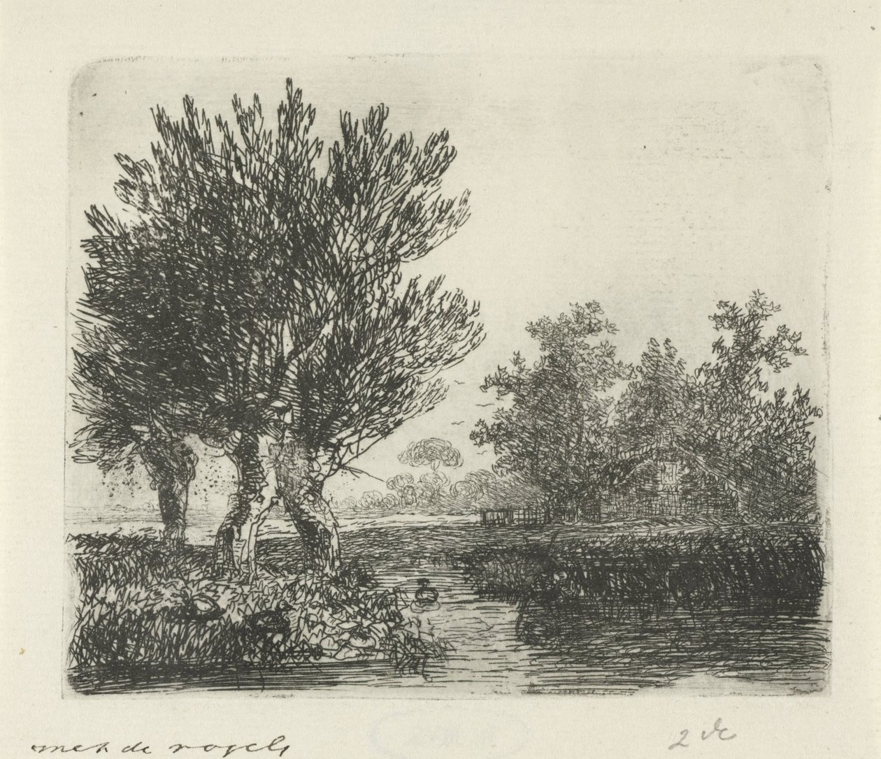 Tre fjellvidjer ved en vannkant av Hermanus Jan Hendrik van Rijkelijkhuysen