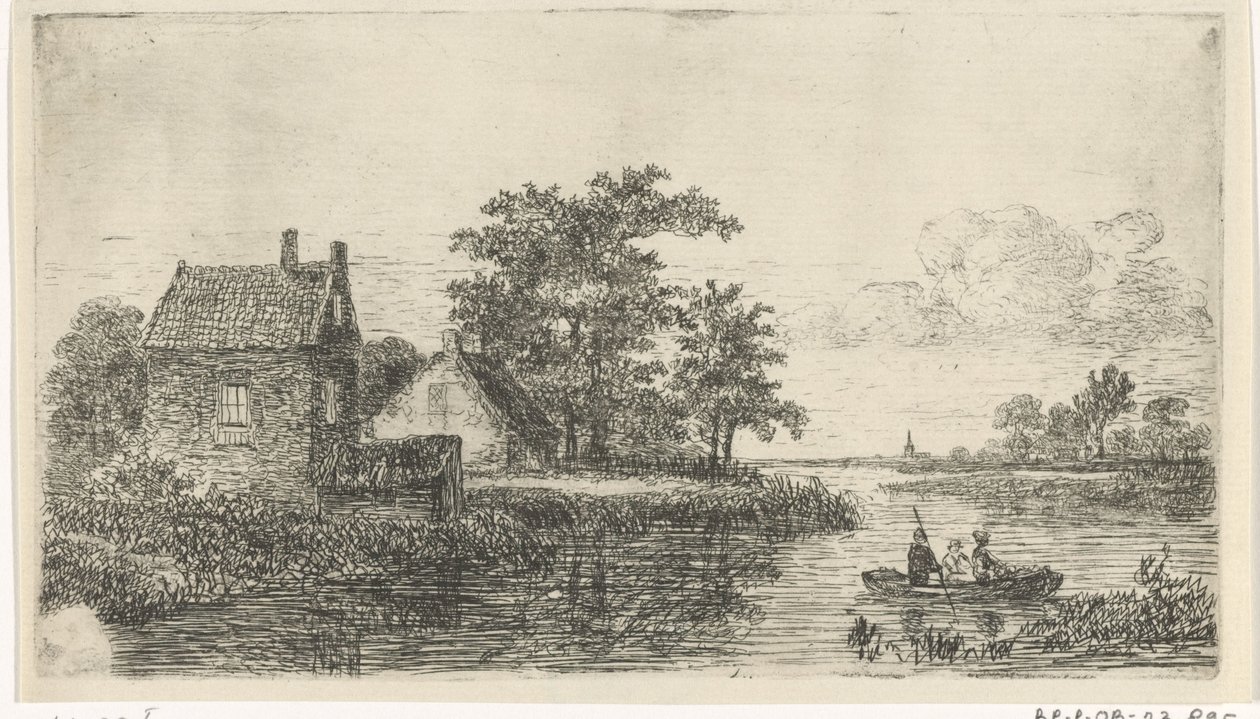 Tre menn i en båt av Hermanus Jan Hendrik van Rijkelijkhuysen