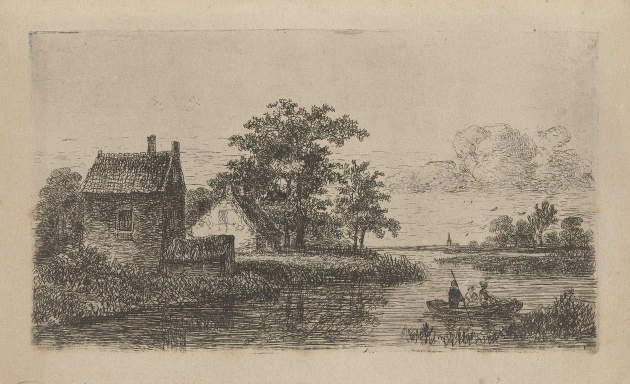 Tre menn i en båt av Hermanus Jan Hendrik van Rijkelijkhuysen