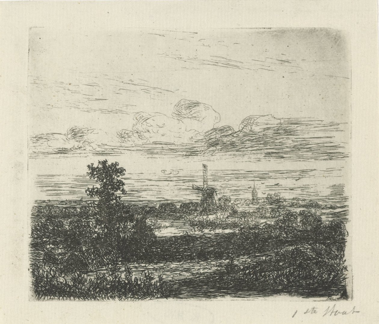 Landskap med mølle av Hermanus Jan Hendrik van Rijkelijkhuysen