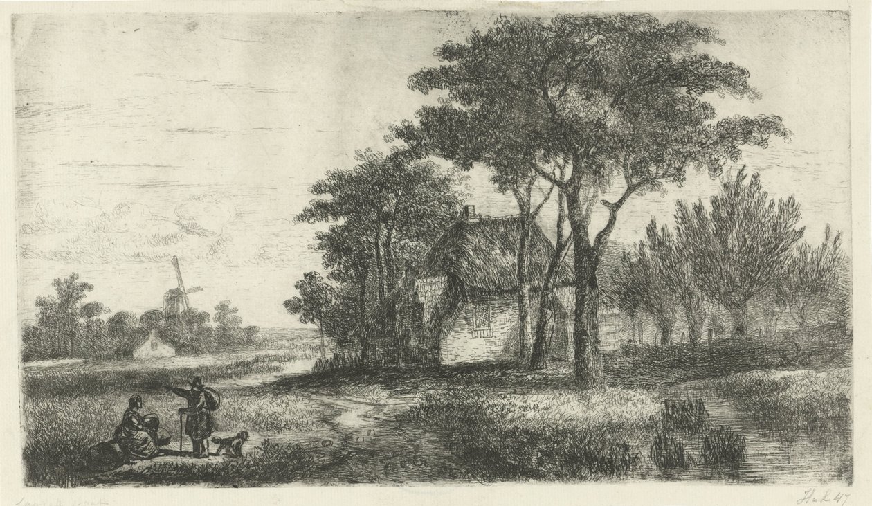 Landskap med en turgåer av Hermanus Jan Hendrik van Rijkelijkhuysen