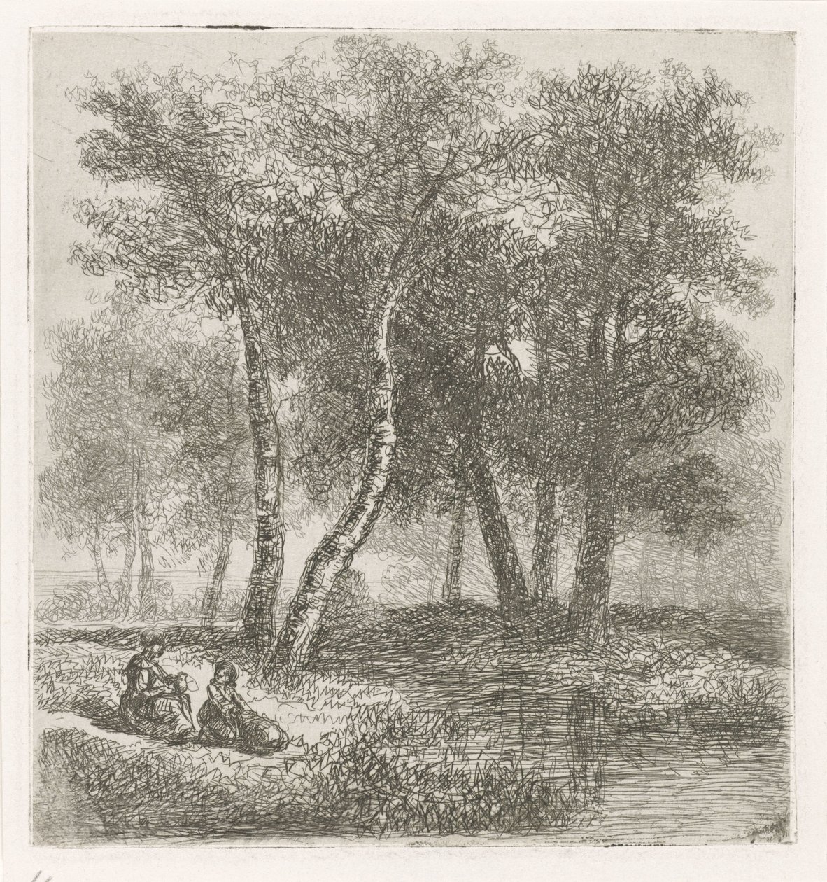 Mor og barn ved vannkanten av Hermanus Jan Hendrik van Rijkelijkhuysen