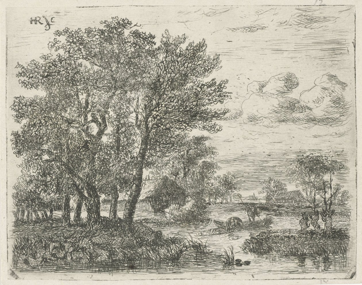 Fiskere i båt av Hermanus Jan Hendrik van Rijkelijkhuysen