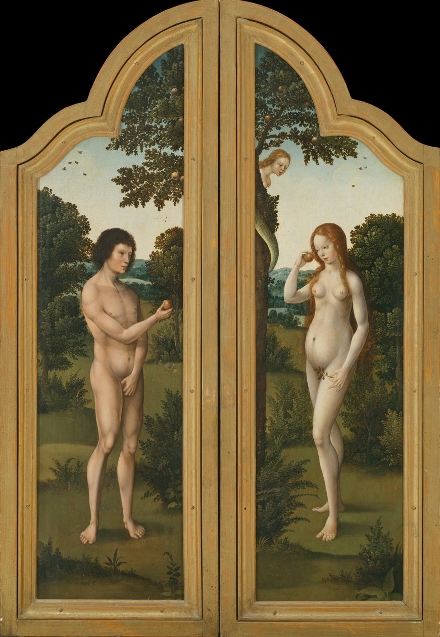 Adam og Eva (maler på tre) av Herri met de (c.1510 p.1550) Bles