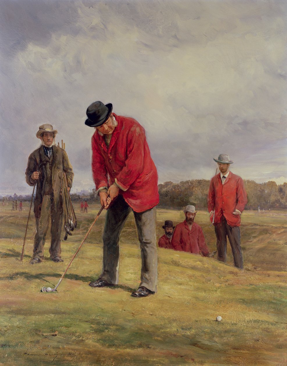 George Glennie Putting på Blackheath med Putting Cleek, 1881 av Heywood Hardy