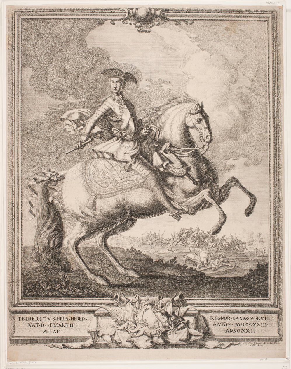 Frederik V. som kronprins til hest av Hieronimo Miani