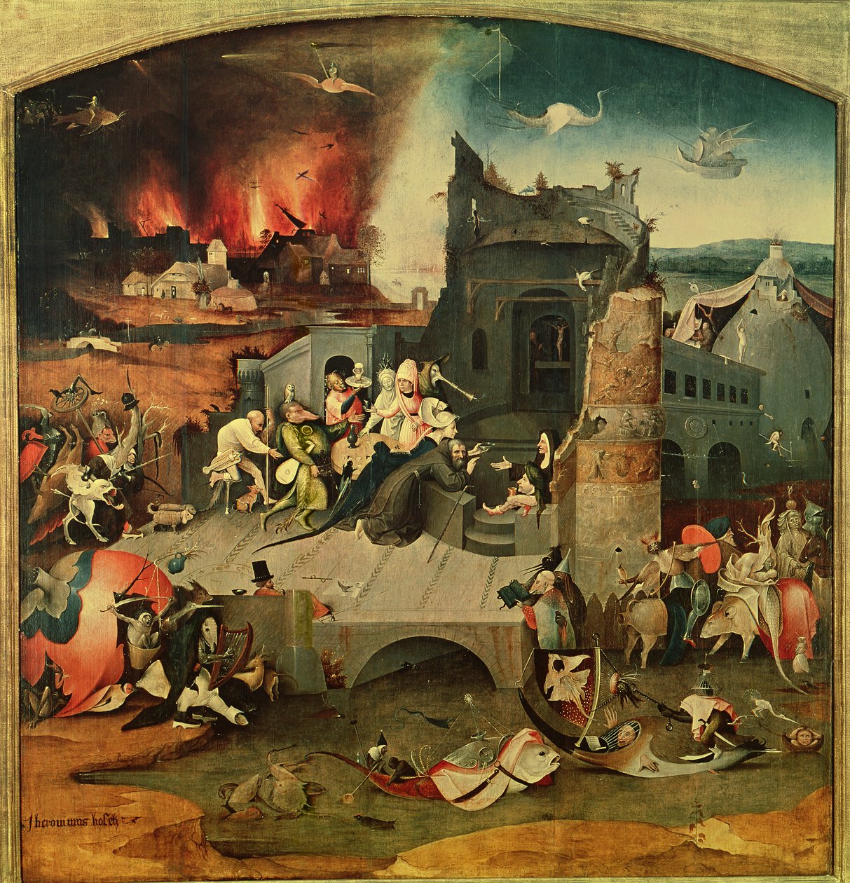 Sentralpanel i Triptych of the Temptation of St. Anthony (se 159327) av Hieronymus Bosch