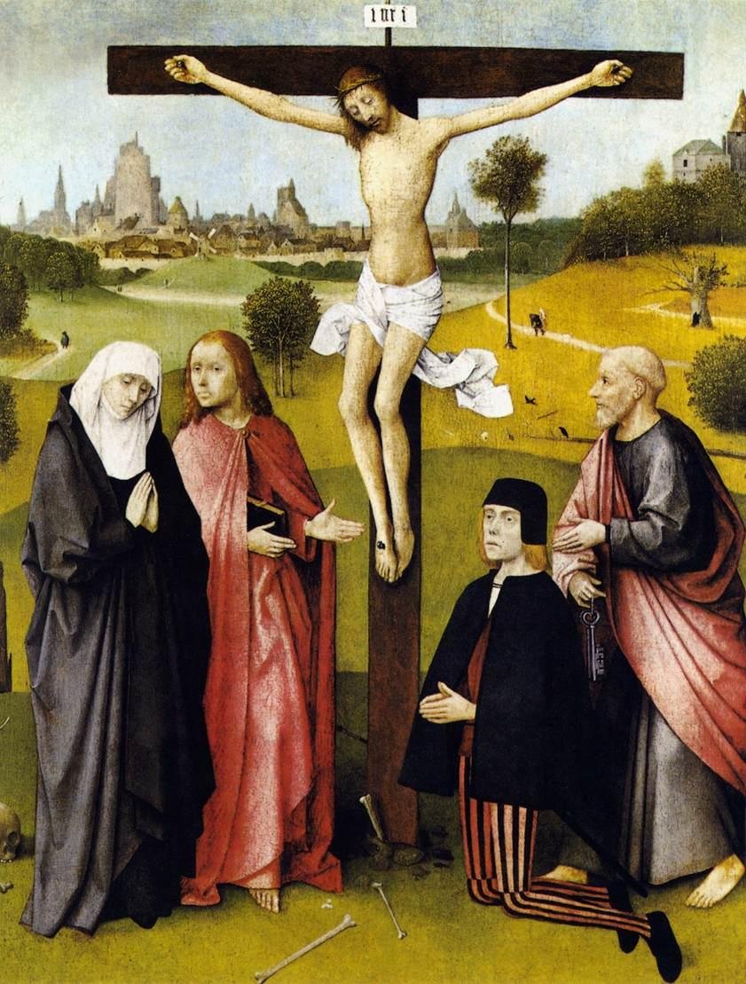 Korsfestelse med en donor av Hieronymus Bosch