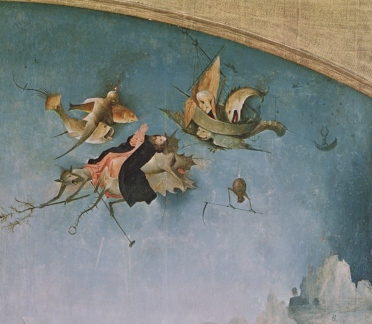 Detalj av panelet til venstre, fra Triptych of the Temptation of St. Anthony (detalj av 159327) av Hieronymus Bosch