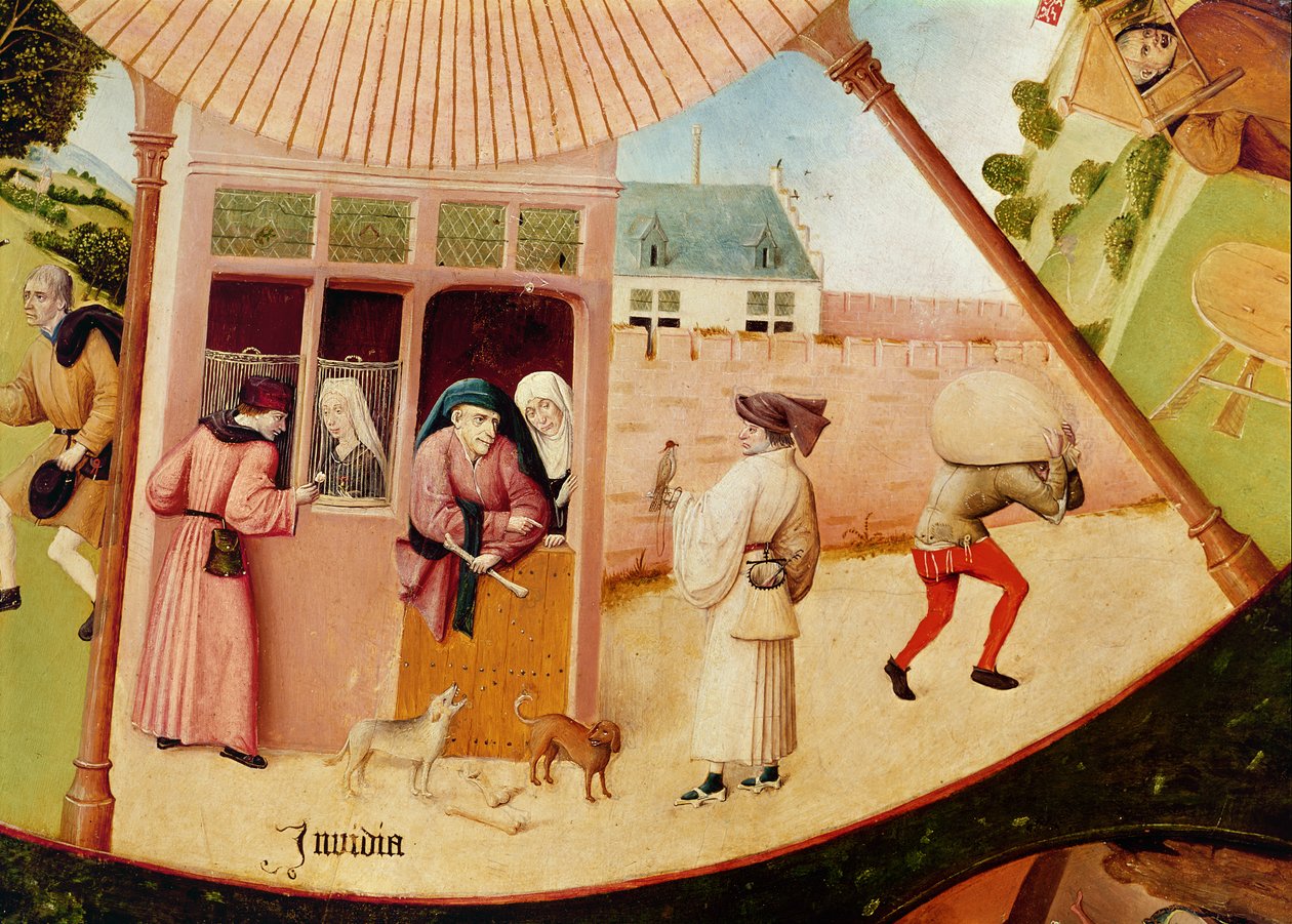 Misunnelse, detalj fra tabellen over de syv dødssynder og de fire siste tingene, ca. 1480 av Hieronymus Bosch