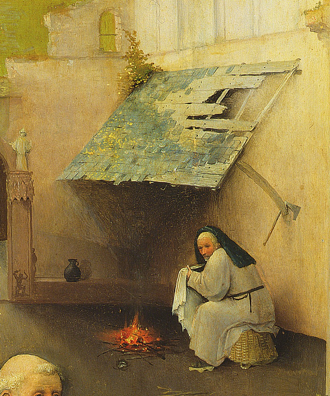 The Adoration of the Magi, detalj av en bakgrunnsfigur, 1510 olje på panel detalj av 3427 av Hieronymus Bosch