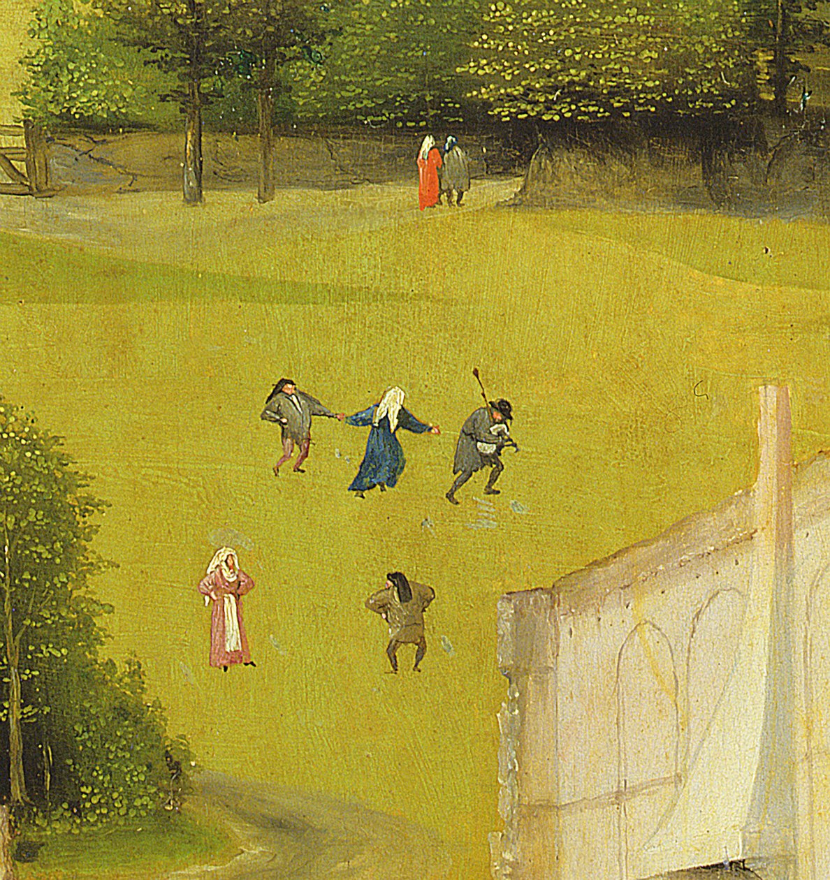 The Adoration of the Magi, detalj av bakgrunnsfigurer, 1510 olje på panel detalj av 3427 av Hieronymus Bosch