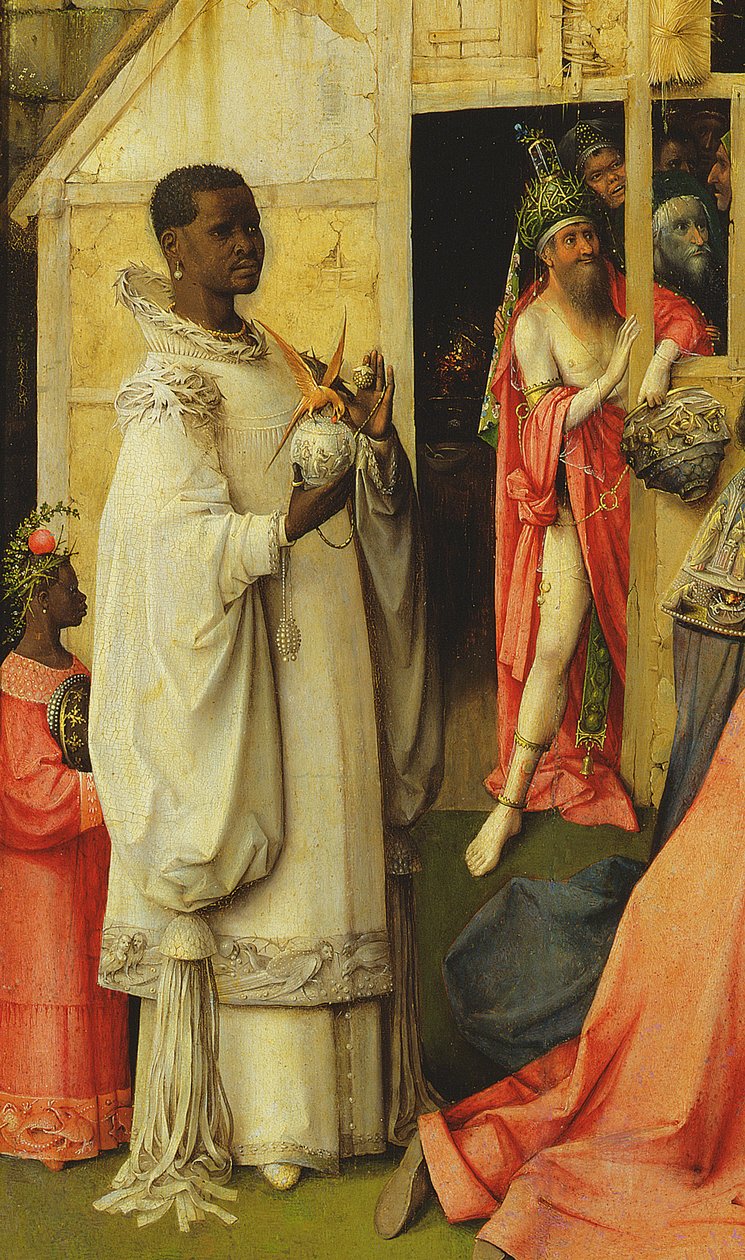 The Adoration of the Magi, detalj av en av kongene, 1510 olje på panel detalj av 3427 av Hieronymus Bosch