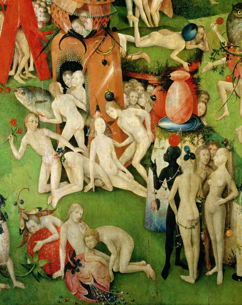 The Garden on Earthly Delights: Allegory of Luxury, sentralt panel av triptyk, ca. 1500 (detalj) av Hieronymus Bosch