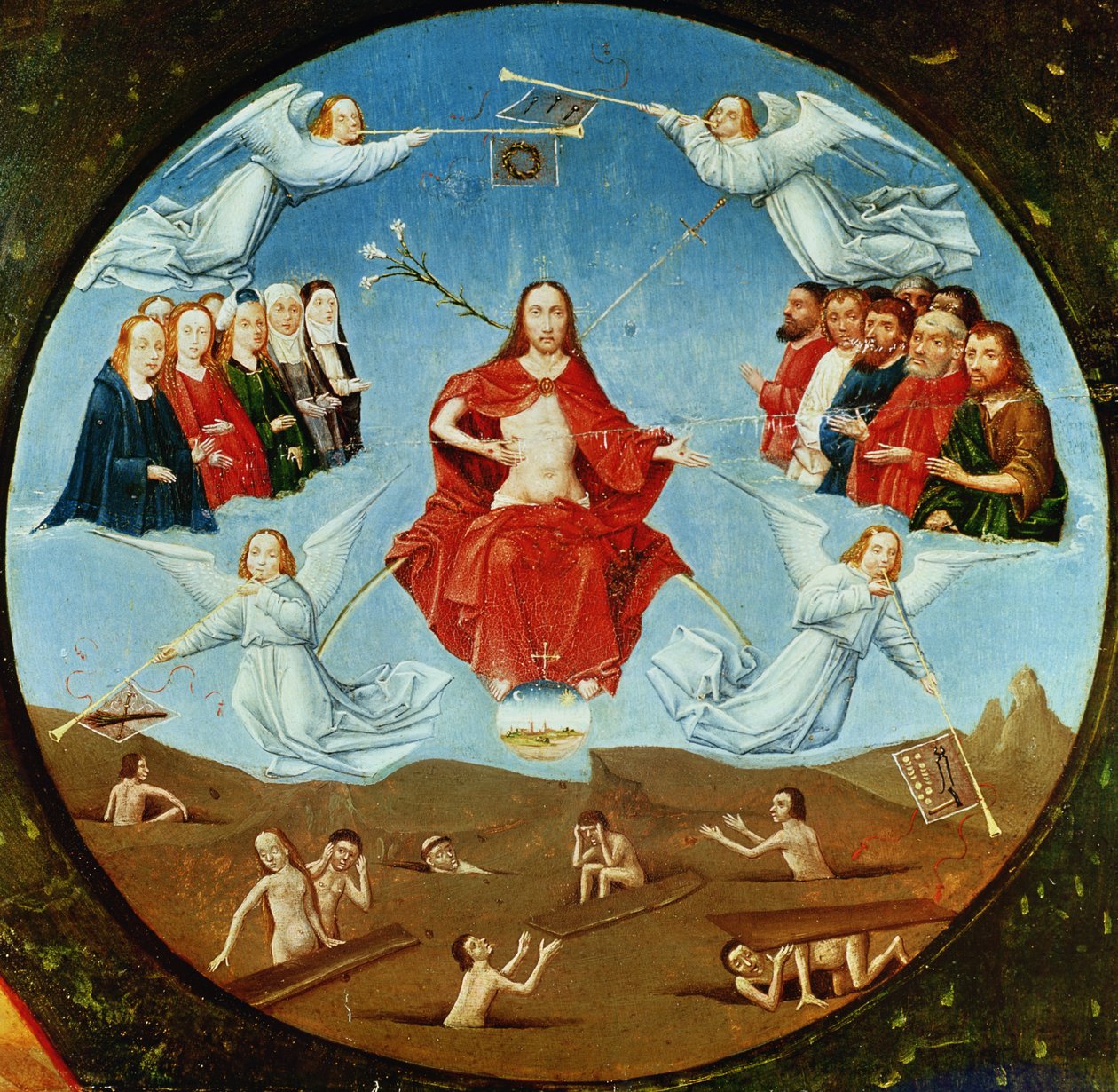 Dommen, detalj fra tabellen over de syv dødssynder og de fire siste tingene, ca. 1480 av Hieronymus Bosch