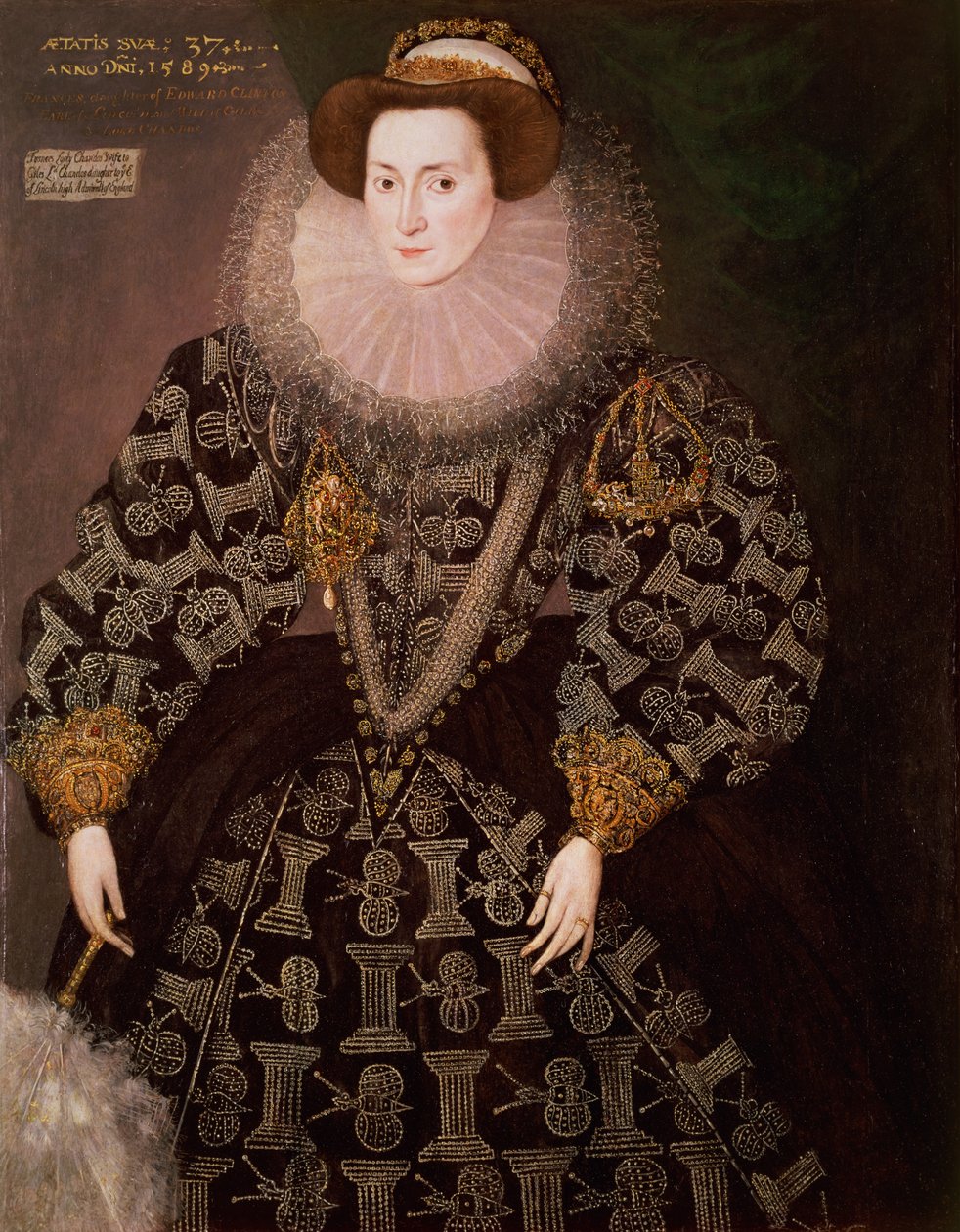 Frances Clinton, Lady Chandos (1552-1623), 1589 (olje på lerret overført fra panel) av Hieronymus Custodis