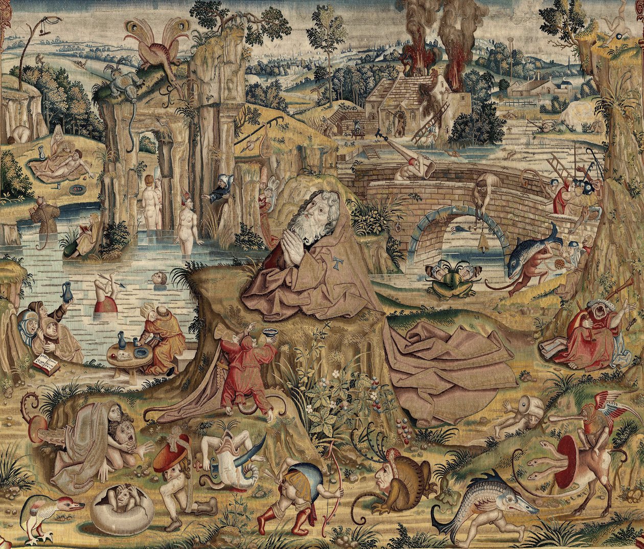 Tapetet inspirert av verkene til Hieronymus Bosch, ca. 1560 (gull, sølv, silke og ull) av Hieronymus (after) Bosch