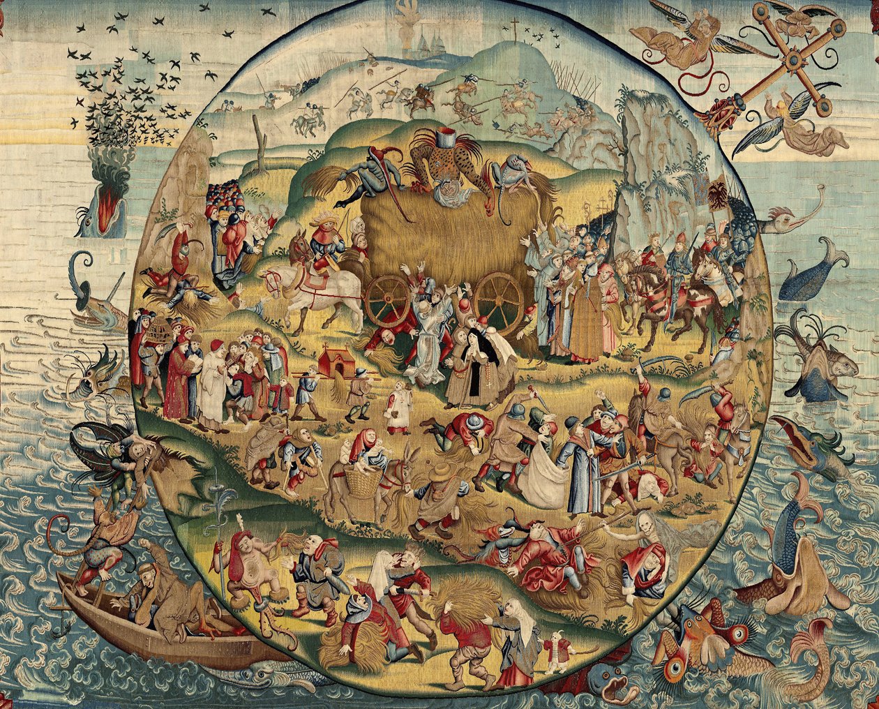 Tapetet inspirert av verkene til Hieronymus Bosch, ca. 1560 (gull, sølv, silke og ull) av Hieronymus (after) Bosch