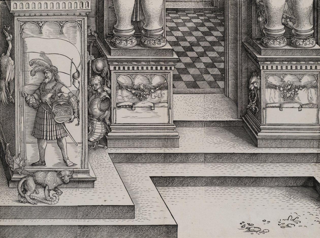 Nedre del av inngangspartiet til høyre portal Die Porten des Adels, og Ytre Ri..., 1515. av Hieronymus Andreae