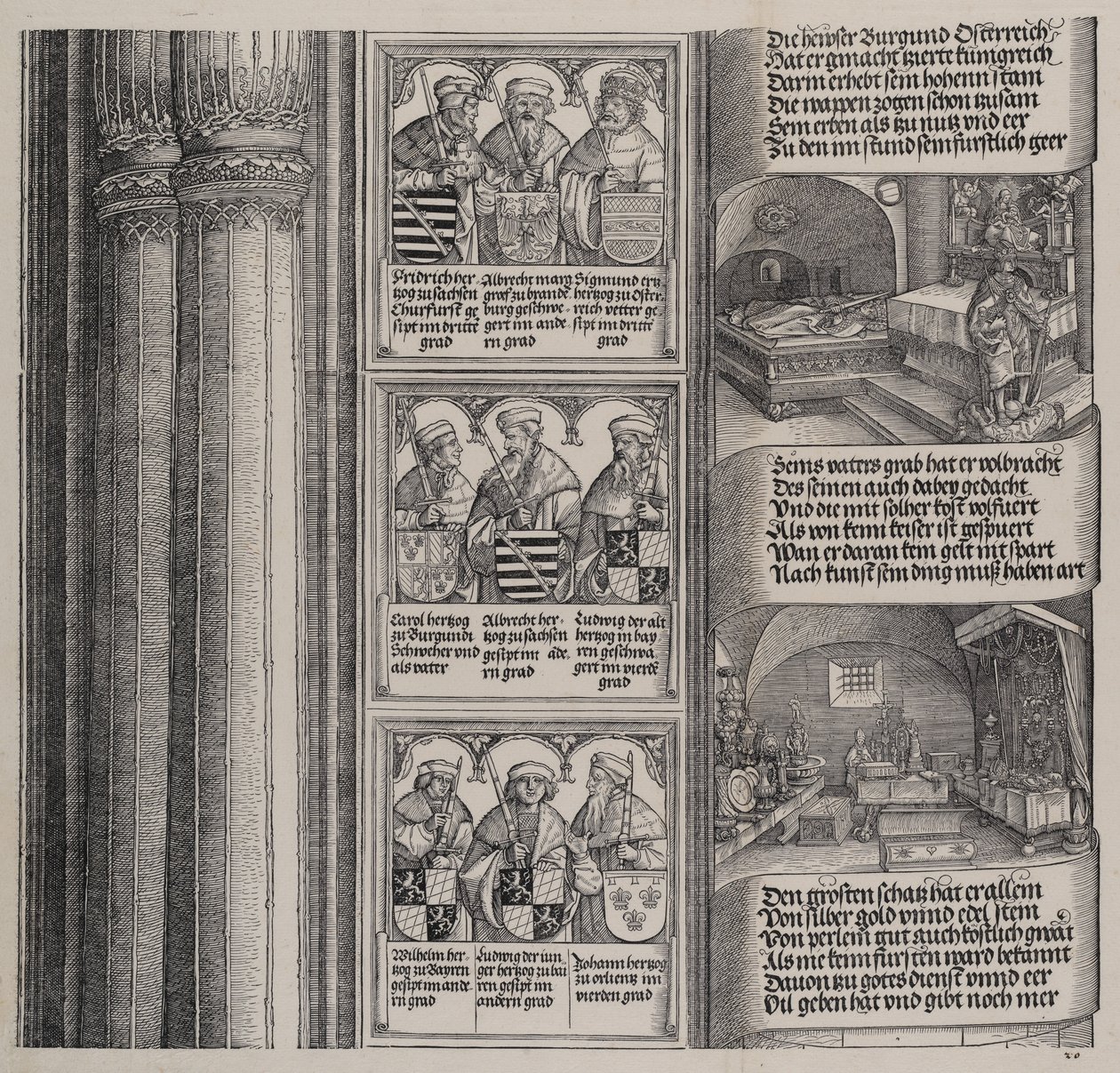 Graven reist av Maximilian for sin far, og den keiserlige skatten, med portretter av..., 1515. av Hieronymus Andreae